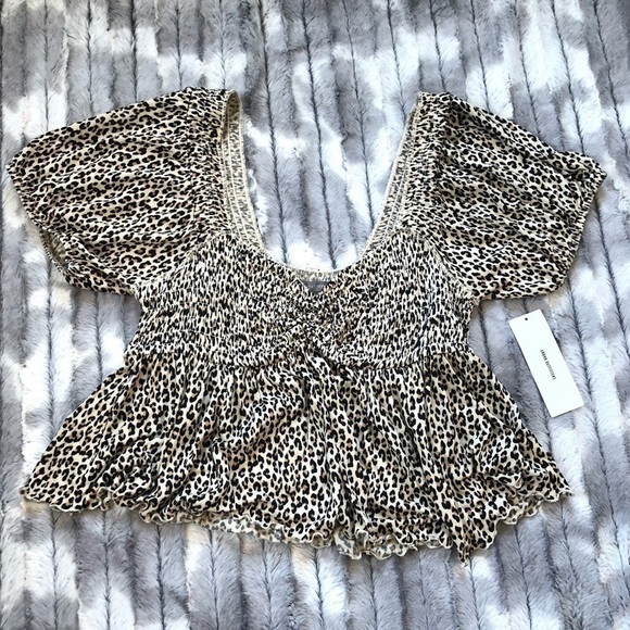 UO Angelo Smocked Bodice Top Size Large - Picture 2 of 6